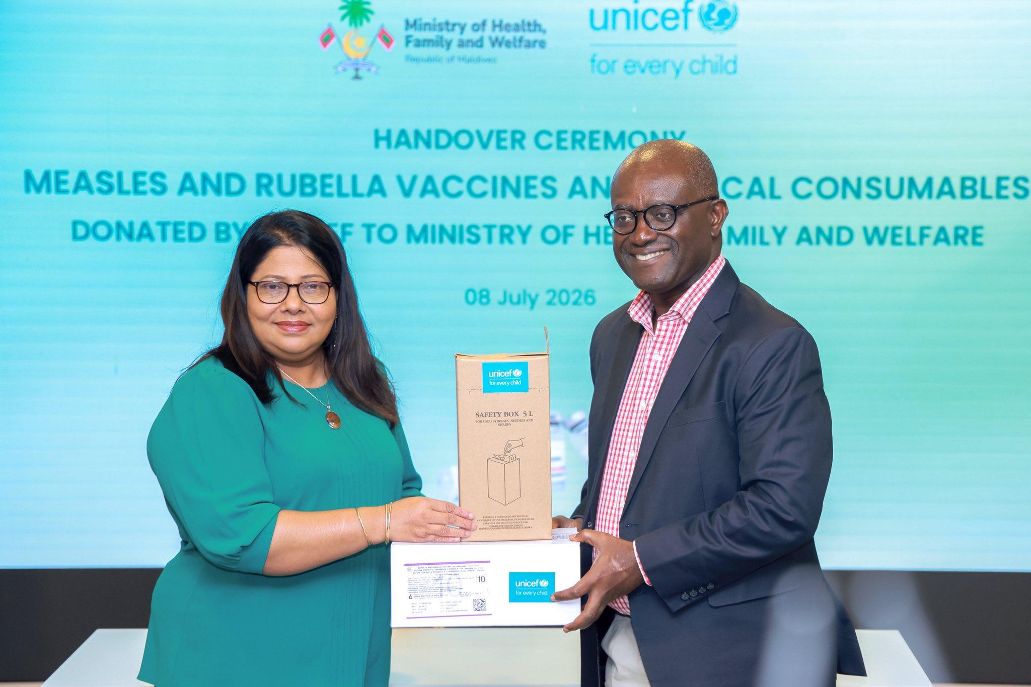 ޔުނިސެފުން ރާއްޖެއަށް 28,000 މީސަލްސް ވެކްސިން ޑޯޒު ހަދިޔާކޮށްފި 